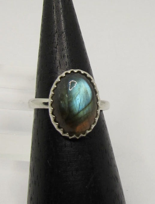 Bague Argent 925 cabochon Labradorite bleue