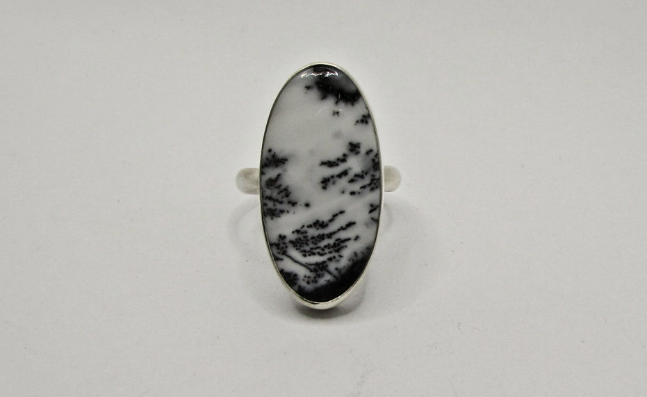 Bague réglable Argent 925 et cabochon Agate Dendritique