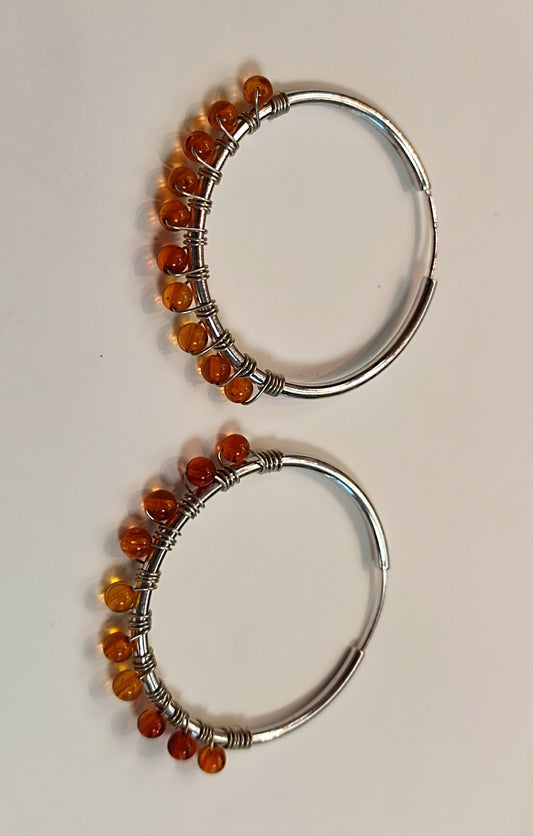Créoles grand format perles d'ambre