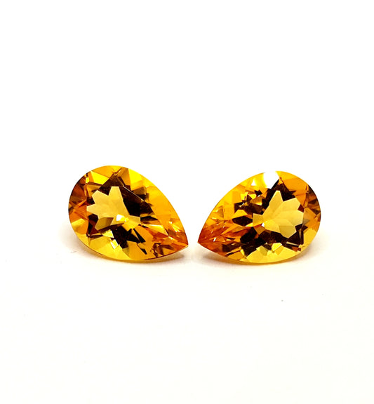 Paire de citrine taille poire 13mm