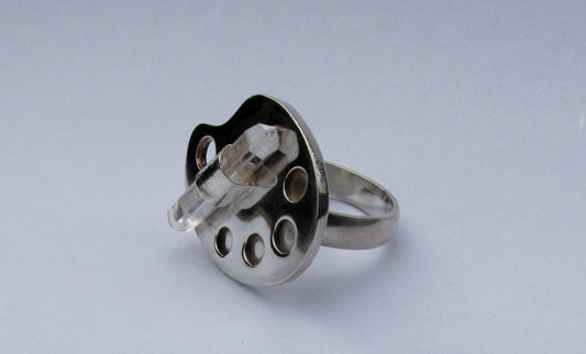 Bague palette d'artiste, Argent 925 et Cristal de Roche