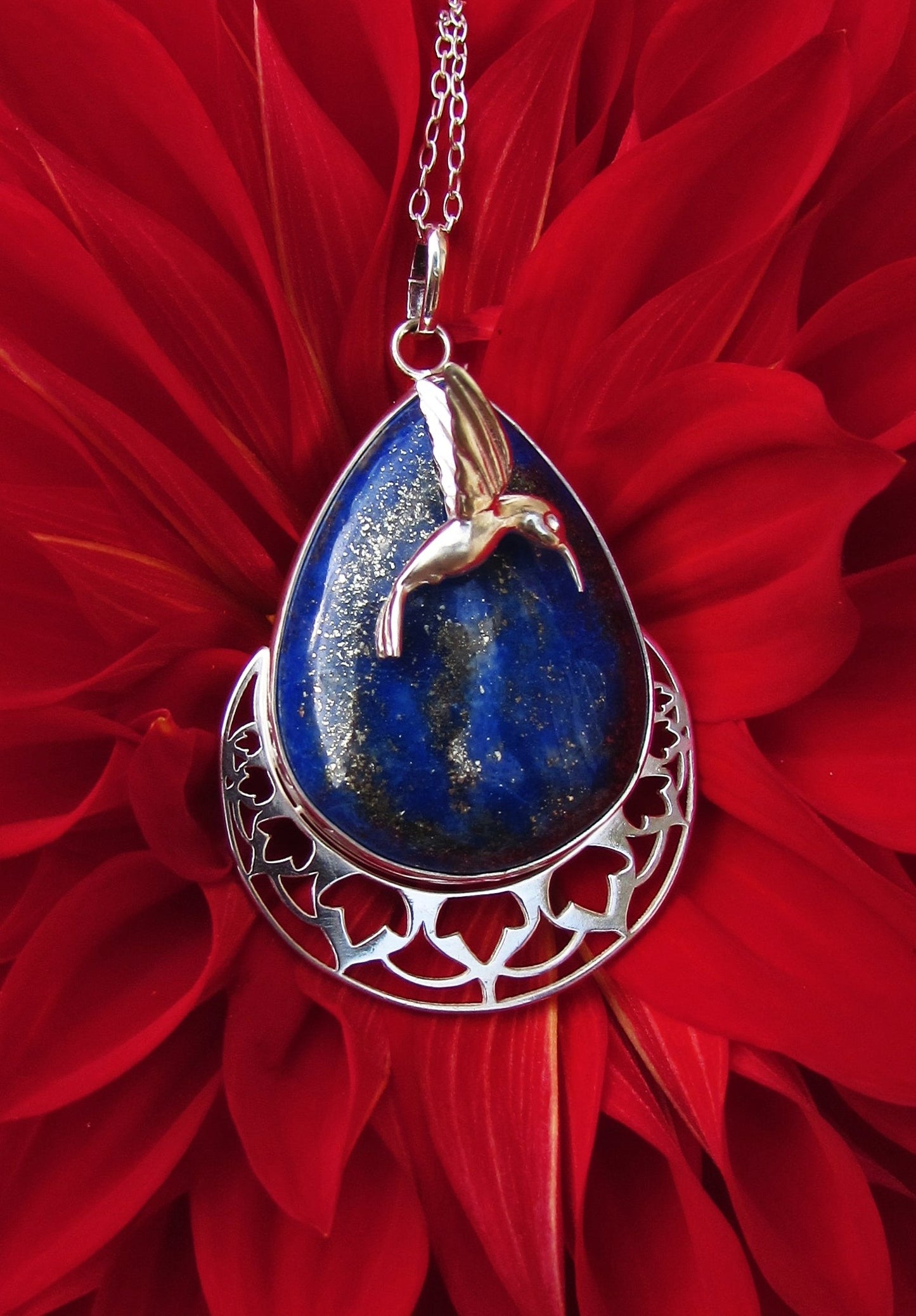 Collier "Voyage en Orient", Colibri, Lapis Lazuli