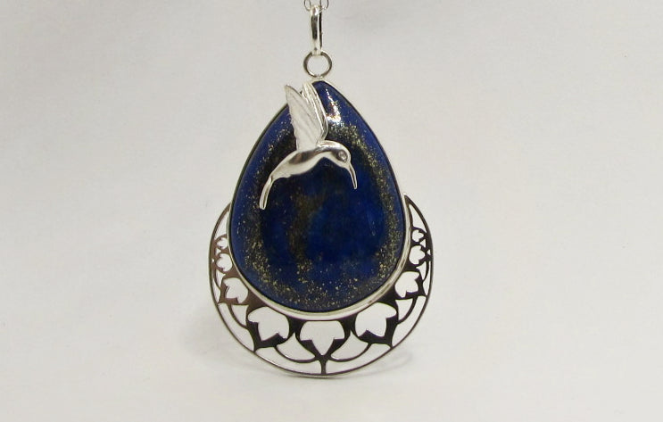 Collier "Voyage en Orient", Colibri, Lapis Lazuli
